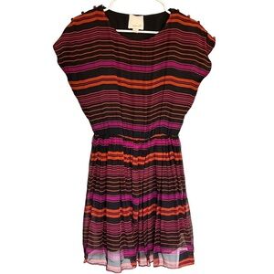 Aryn K Black Orange & Magenta Tie Waist Dress Size S